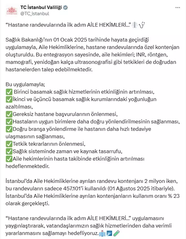 Hastane randevularında yeni dönem: İlk adım artık aile hekimleri